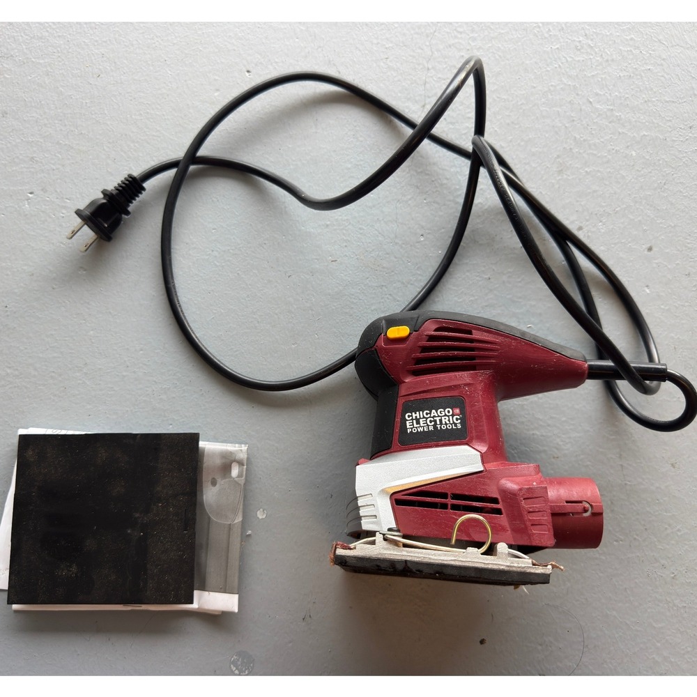 Chicago Electric 61541 Palm Finishing Sander Corded 120V 2A 13000 OPM Red Black